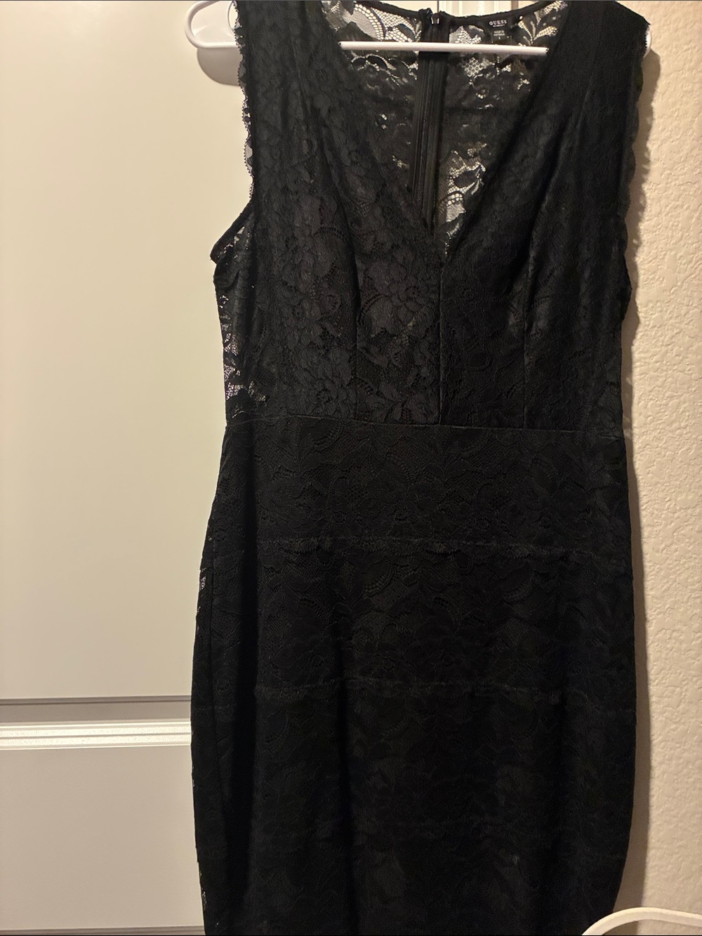 GUESS Black Lace Sleeveless Midi Dress